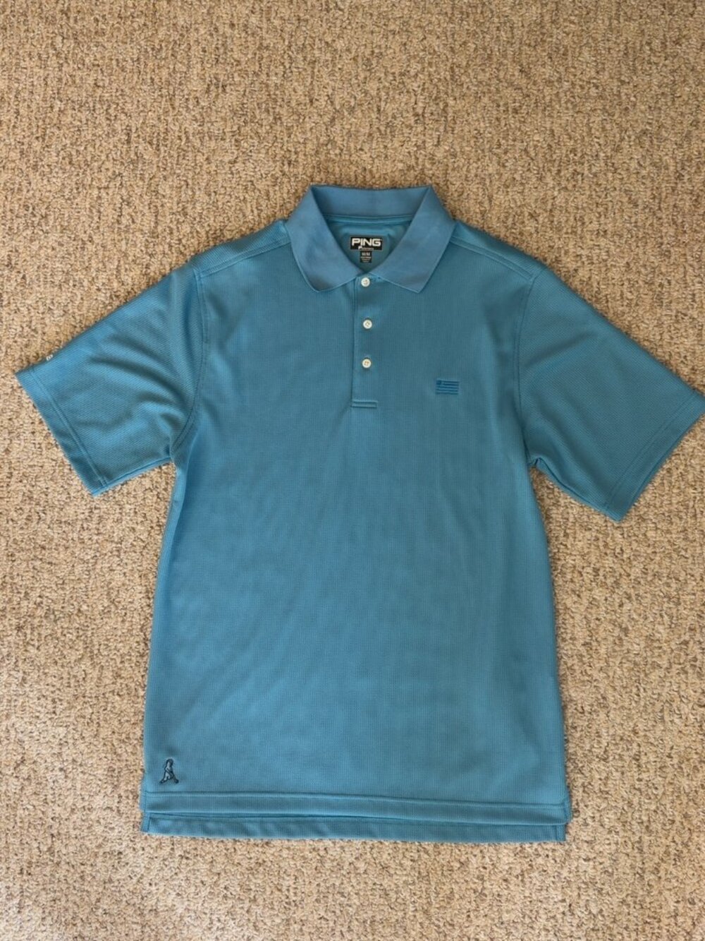 PING Ace Performance Golf Polo, Short Sleeve, Blue, Men's Medium
